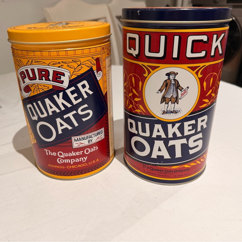 Vintage Quaker Oats company decorative Tins
